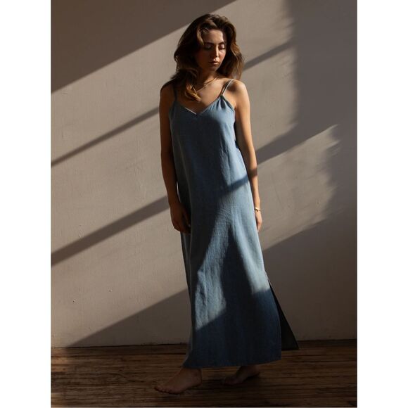 NWT The Simple Folk Women’s Denim Cami Tank Maxi Dress - Picture 3 of 6